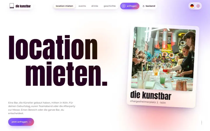 Neue Website, Location mieten
