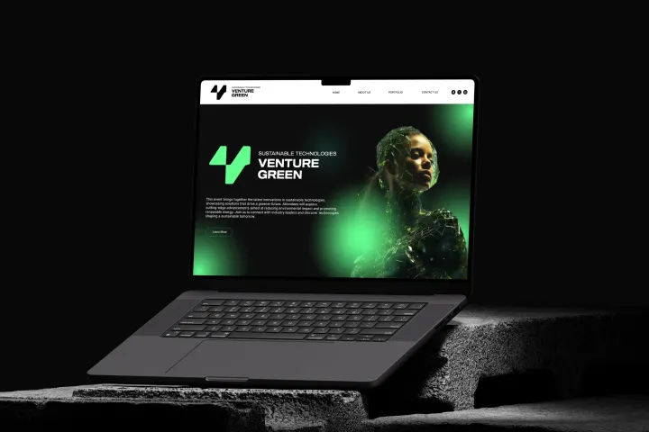 Startseite des Messeauftritts auf dem Laptop