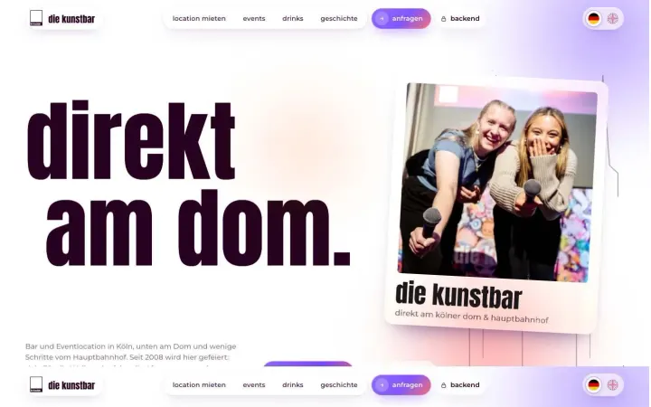 Neue Website, Startseite „direkt am dom.“