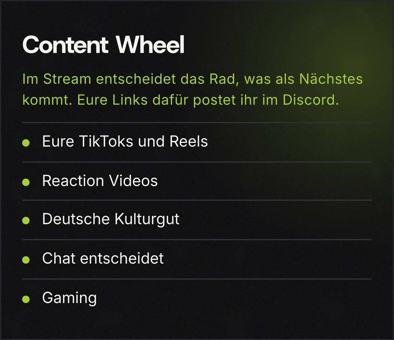 Twitch-Panel Glücksrad