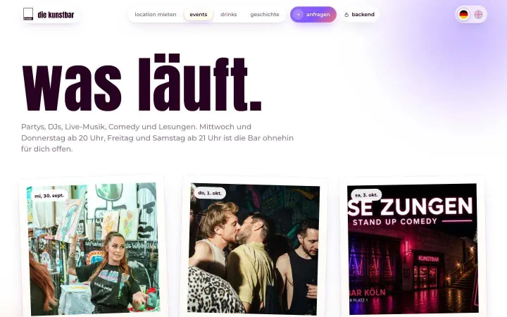 Neue Website, Eventkalender