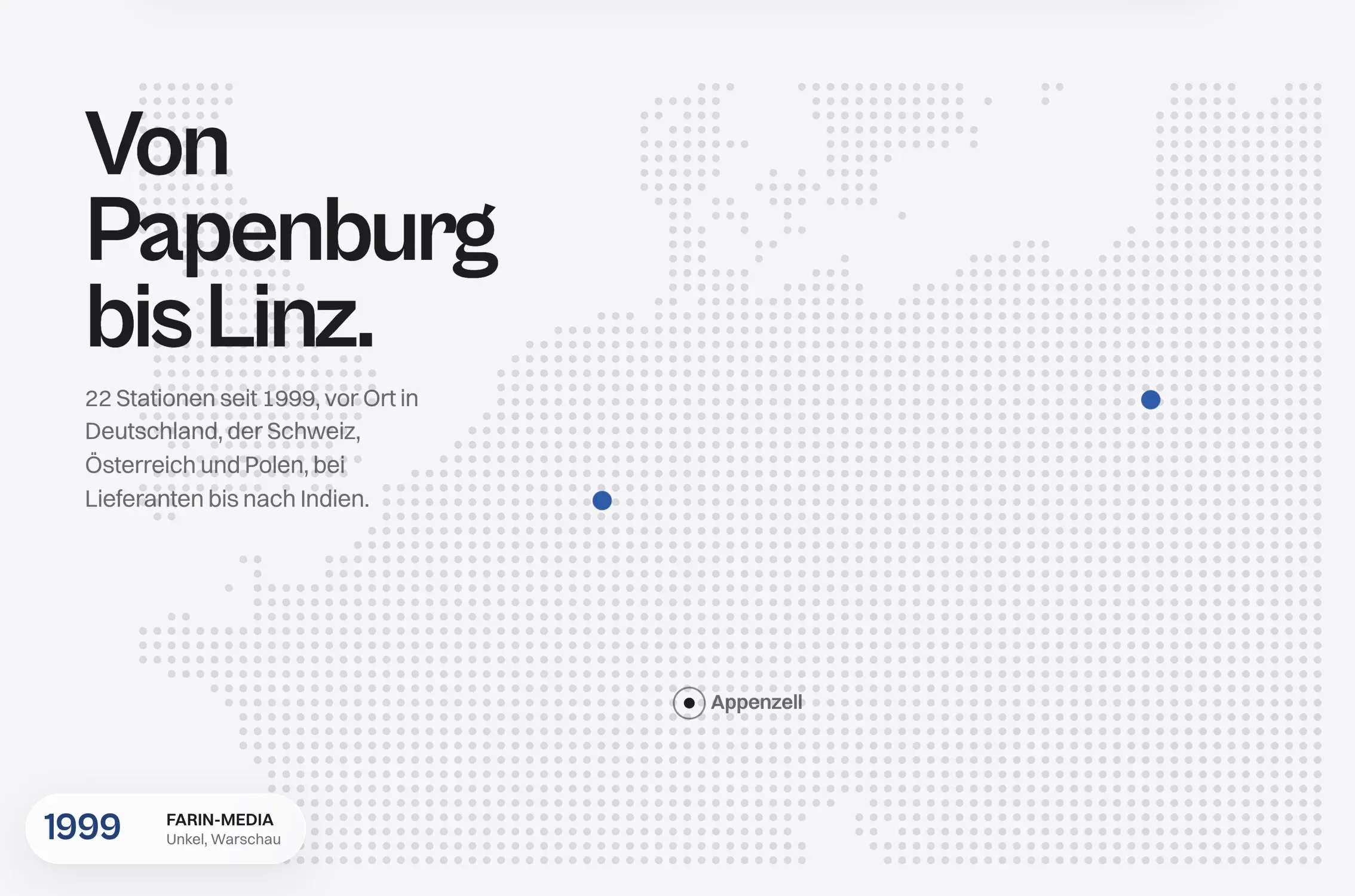 Karte der Einsatzorte, von Papenburg bis Linz