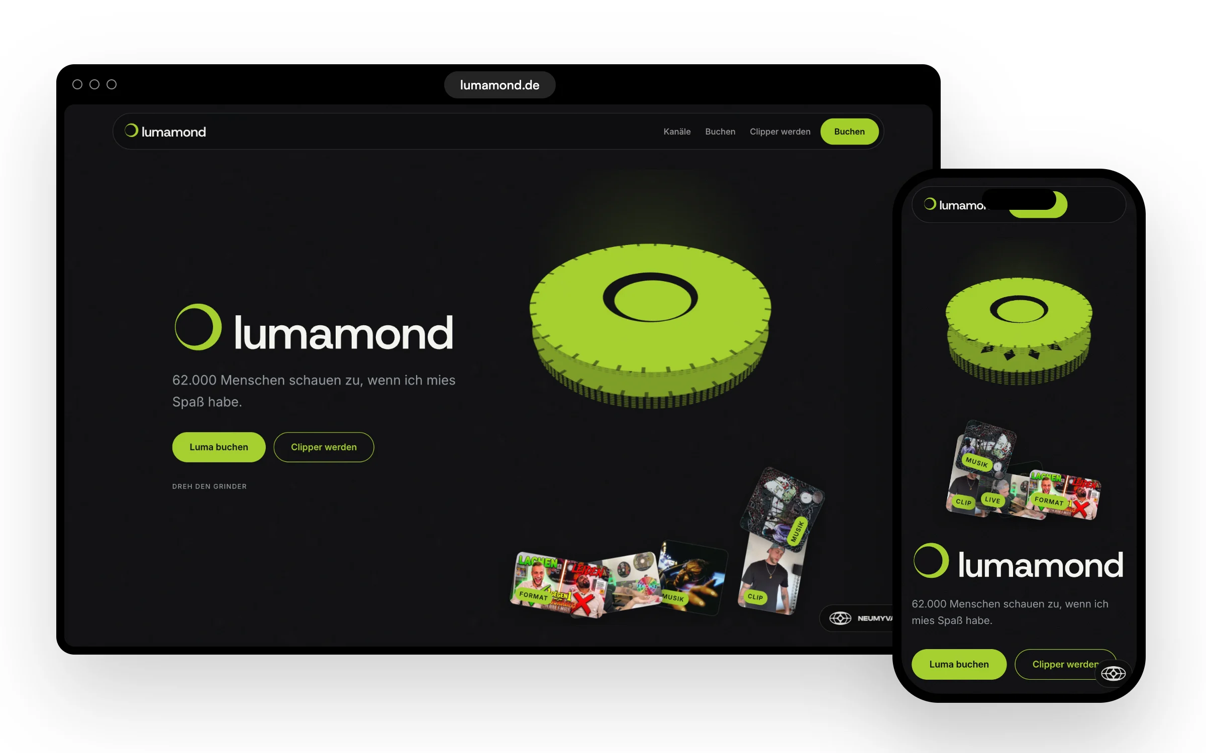 Mockup der Website LUMAMOND