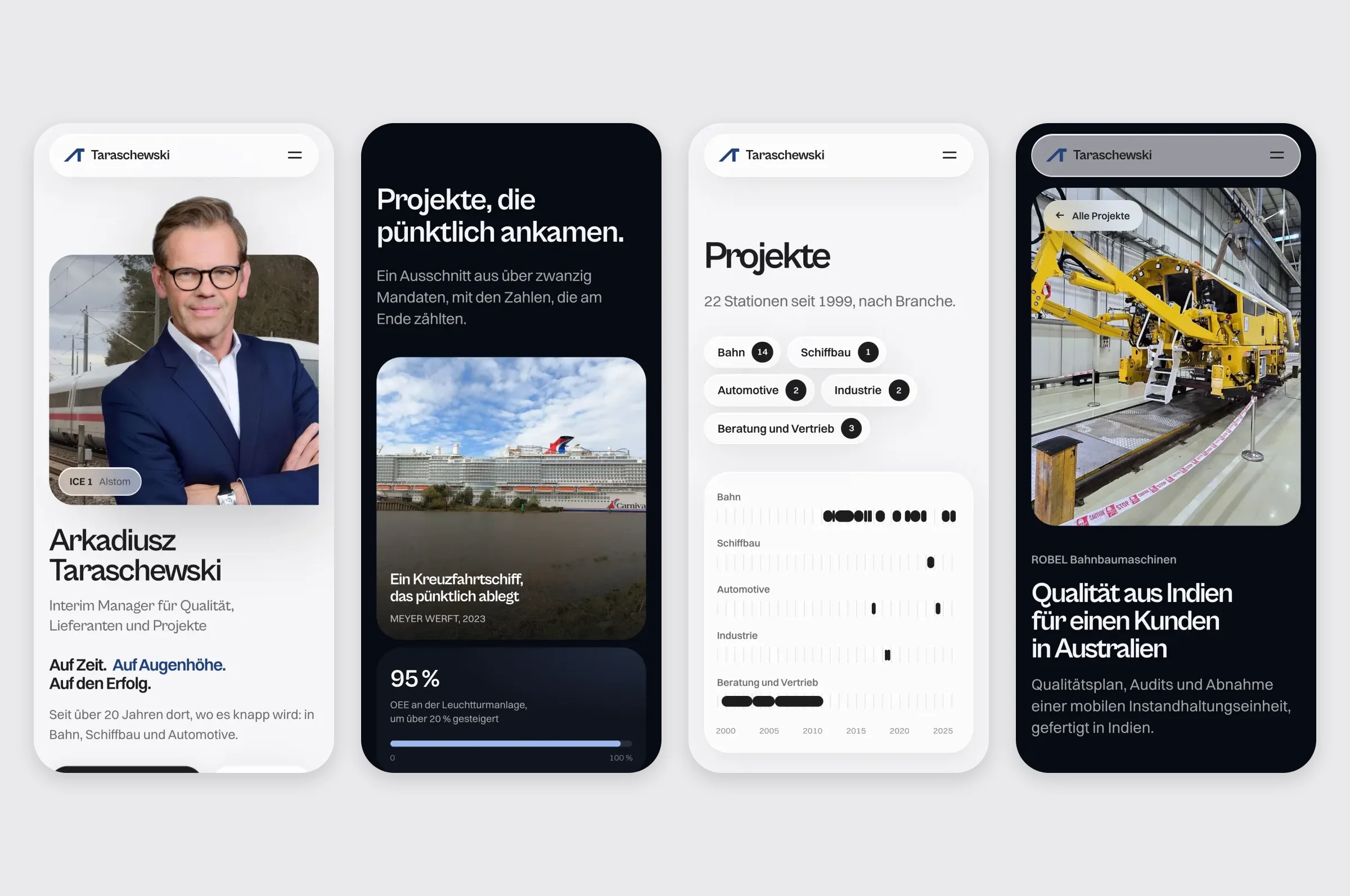 Website am Handy: Start, Projekte, Branchen und ein Projekt