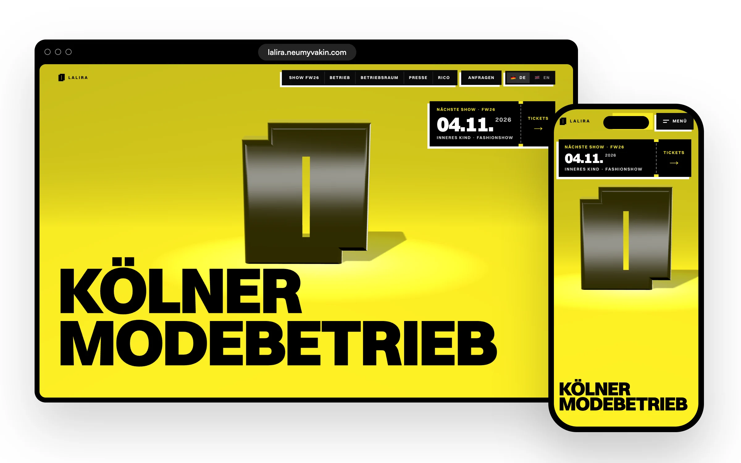 Mockup der Website LALIRA Website
