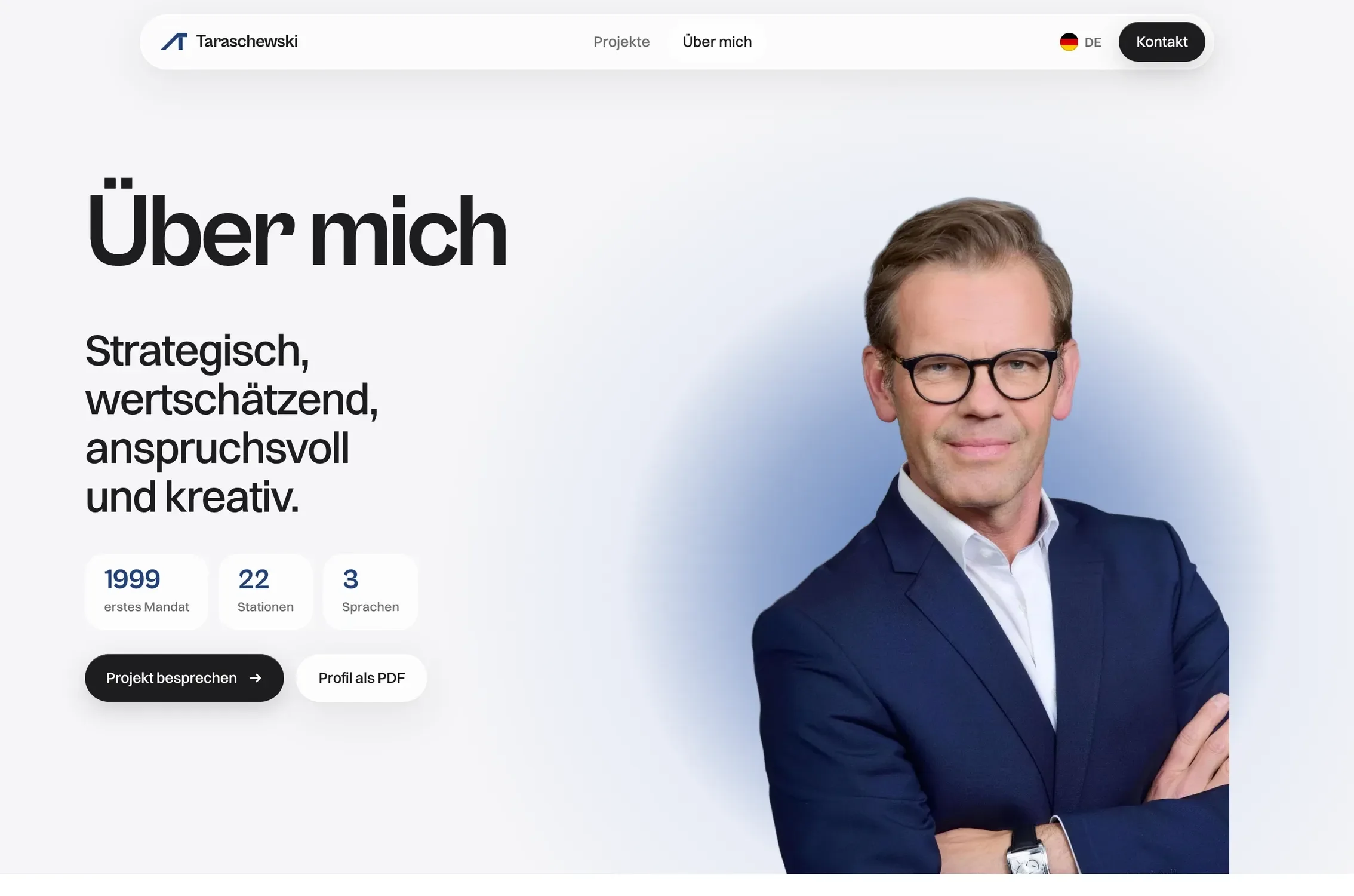 Über mich mit Eckdaten und Profil als PDF