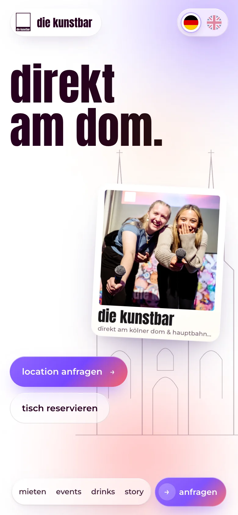 Startseite der Website die kunstbar (diekunstbar.de), Handy-Ansicht